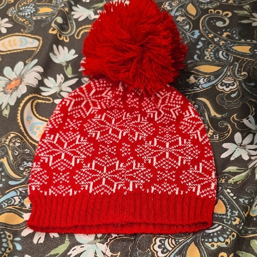 ❤️10/$13 Nwot Cozy Red Knit Pom-Pom Beanie for Babies 0-6 Months